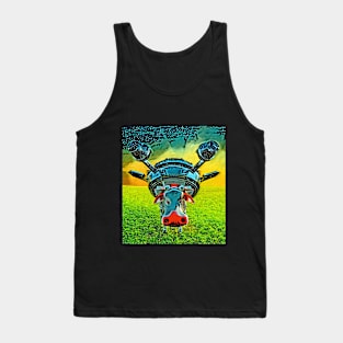 Cool cow with UFO on lawn Tank Top